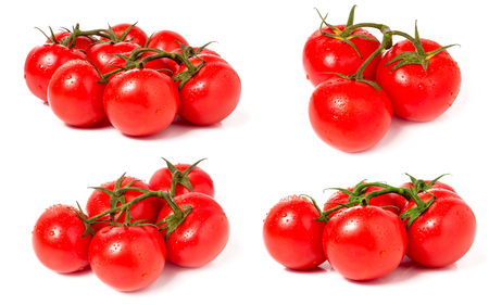 tomatoes branch isolated on a white background closeup. Set or collectionの写真素材