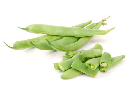 Green beans isolated on a white backgroundの写真素材