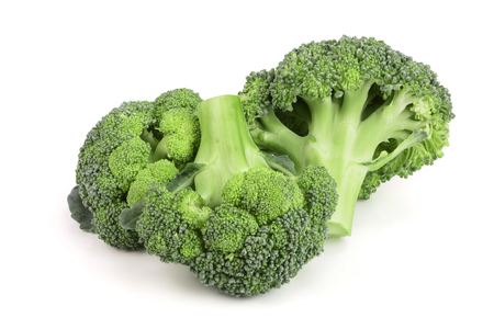 fresh broccoli isolated on white background close-up. Top viewの写真素材