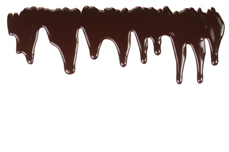 Melted chocolate dripping isolated on white background.の写真素材