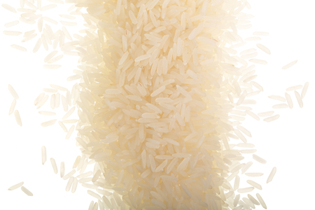 rice grains isolated on white background. Top view. Flat lay.の写真素材