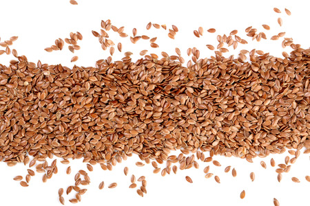 flax seeds isolated on white background. Top view.の写真素材