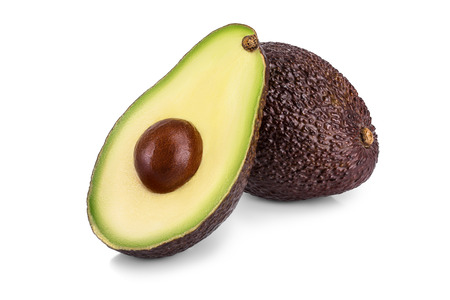 avocado and half isolated on white background
