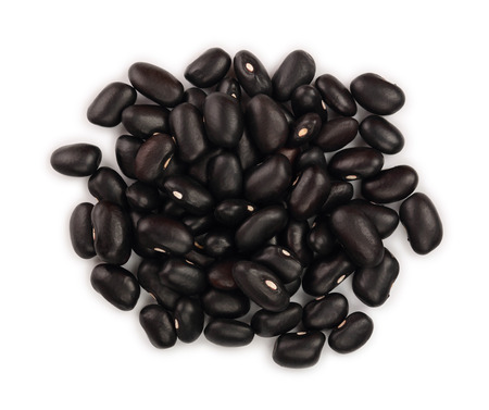 black kidney bean isolated on white background. Top view. Flat lay
