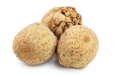 Fresh celery root isolated on white background.の写真素材