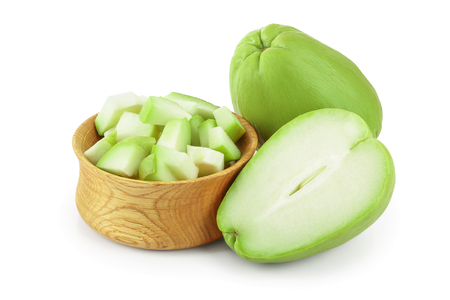 fresh Chayote vegetable isolated on white backgroundの写真素材