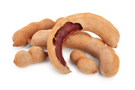 Tamarind fruit isolated on white background closeup.の写真素材