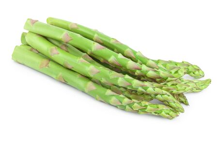 Fresh sprouts of asparagus isolated on white backgroundの写真素材