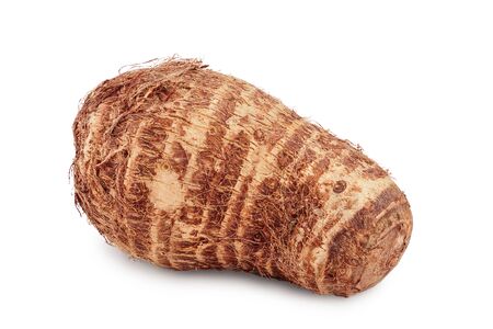 fresh taro root isolated on white backgroundの写真素材