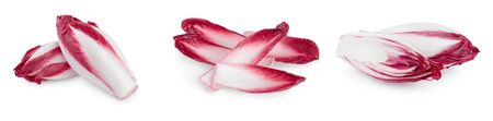 red chicory or radicchio isolated on white background, Set or collection