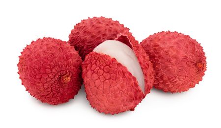 lychee fruit isolated on white background with clipping path and full depth of fieldの写真素材