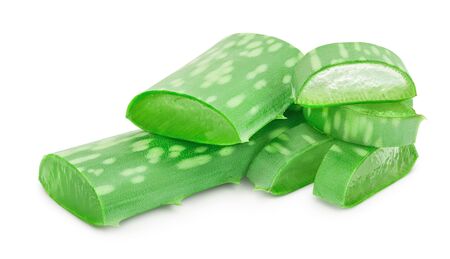 Aloe vera sliced isolated on white background with clipping path and full depth of fieldの写真素材