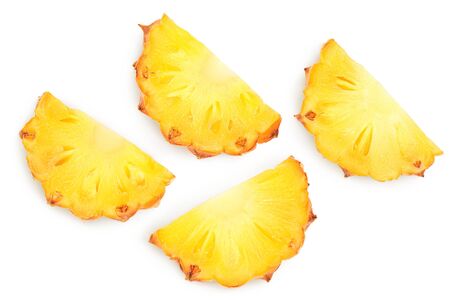pineapple slices isolated on white background with clipping path and full depth of field. Top view. Flat layの写真素材