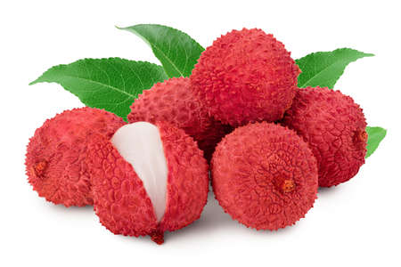 lychee fruit isolated on white backgroundの写真素材