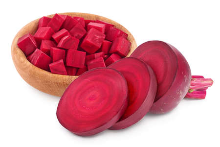 beetroot half with slices isolated on white background