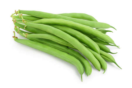 Green beans isolated on a white background with clipping path and full depth of field,の写真素材