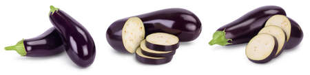 Eggplant or aubergine isolated on white backgroundの写真素材
