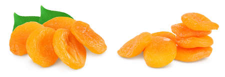 Dried apricots isolated on white background with clipping path and full depth of field.の写真素材