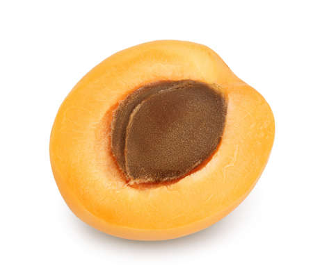 apricot fruit half isolated on white background. and full depth of fieldの写真素材