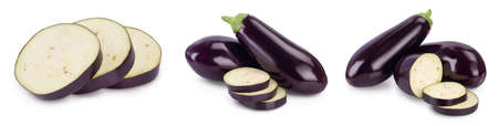 Eggplant or aubergine isolated on white backgroundの写真素材