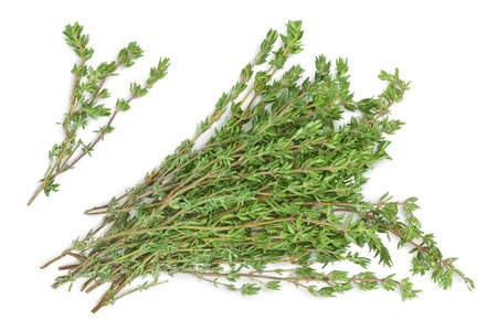 fresh thyme isolated on a white background with clipping path and full depth of field, Top view....