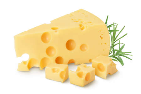 piece of cheese isolated on white backgroundの写真素材