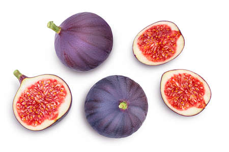 fig fruits isolated on white background with clipping path. Top view. Flat layの写真素材