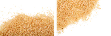 brown sugar isolated on white background with copy space for your text. Top view. Flat layの写真素材
