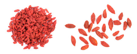 Dried goji berries Isolated on white backgroundの写真素材