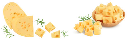 piece of cheese isolated on white background. Top view with copy space for your text. Flat layの写真素材