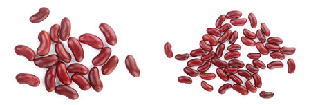 red kidney bean isolated on white background. Top view. Flat lay