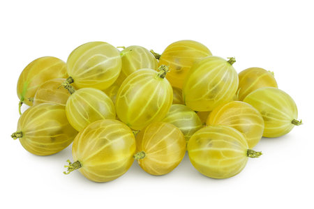 Green gooseberry isolated on white background with clipping path and full depth of fieldの写真素材