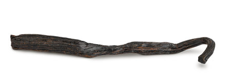 Dried vanilla stick isolated on white background