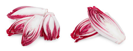 red chicory or radicchio isolated on white backgroundの写真素材