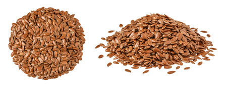 flaxseed isolated on white background. Top view. Flat layの写真素材