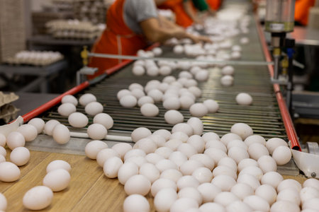 egg factory plant agriculture poultry chicken farmの写真素材