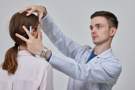 plastic surgeon prepares for Blepharoplasty, Blepharoplasty operationの写真素材