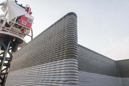 modern construction of 3D houses. printed house using a 3D printer. innovative construction technologiesの写真素材