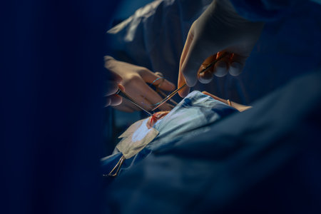 Blepharoplasty, plastic surgery operation for correcting defects, deformities, and disfigurations of the eyelids; and for aesthetically modifying the eye region of the face. in medical clinicの写真素材