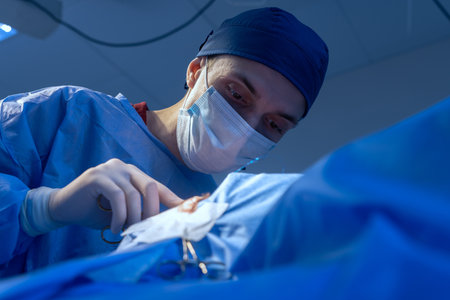 Blepharoplasty, plastic surgery operation for correcting defects, deformities, and disfigurations of the eyelids; and for aesthetically modifying the eye region of the face. in medical clinicの写真素材