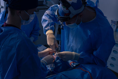 Blepharoplasty, plastic surgery operation for correcting defects, deformities, and disfigurations of the eyelids; and for aesthetically modifying the eye region of the face. in medical clinicの写真素材