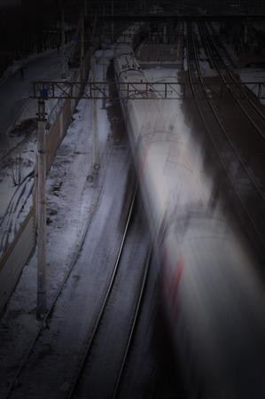 Rail transportation, abstract motion blur, dark background