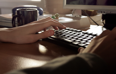 Hands on the keyboardの写真素材