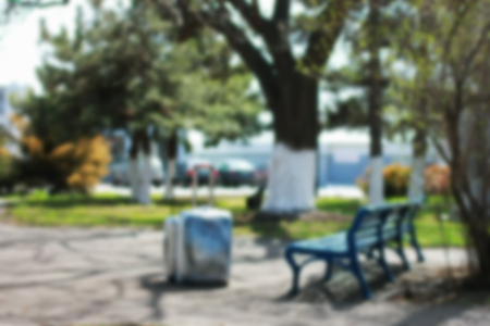 suitcases are waiting to send on the road, blurredの写真素材