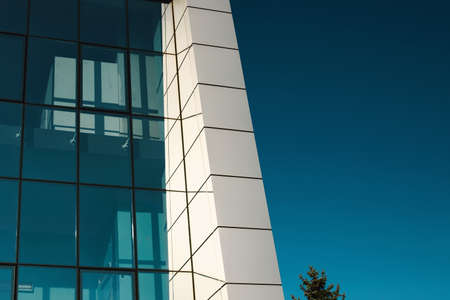 Geometric architectural elements with a modern minimalist facade. abstract urban modern exterior in vibrant color. Minimalism.の写真素材