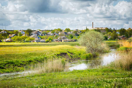 beautiful summer rural landscape. Kind of rural landscape and rural river.の写真素材