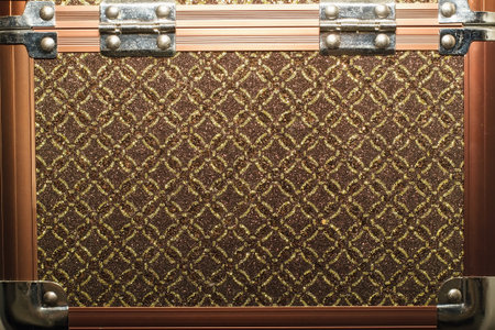 close-up of a beautiful box on the table, a box DECORATIVE FOR THE INTERIOR, an old small box for...