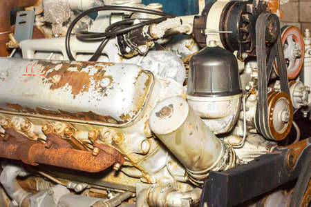 diesel engine close-up. Work item. Diesel fuel equipment.
