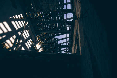 View of the ruins. Abandoned ruined old building or house - image.の写真素材