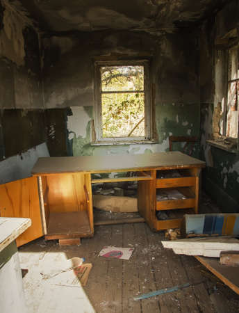 View of the ruins. Abandoned ruined old building or house - image.の写真素材